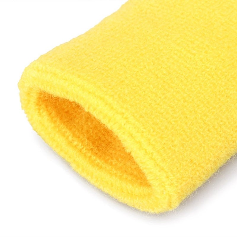 Mallofusa 10 Pack Colorful Sports Basketball Football Absorbent Wristband Party Outdoor Activity (Yellow) - Image 4